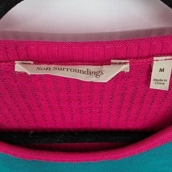 Soft Surrounding Women's Pink Blue Azalea Short sleeve knit sweater top Medium‎ - Picture 2 of 5